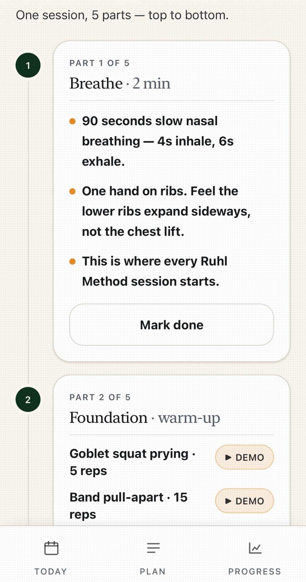 Session broken into five parts